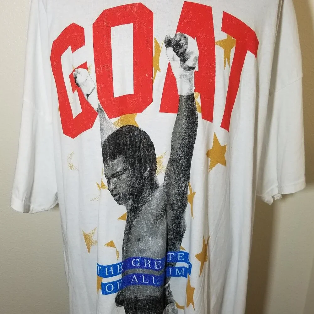Hybrid Apparel White Mens 5X T Shirt Muhammad Ali‎ Goat Retro Boxing Champ NWOT